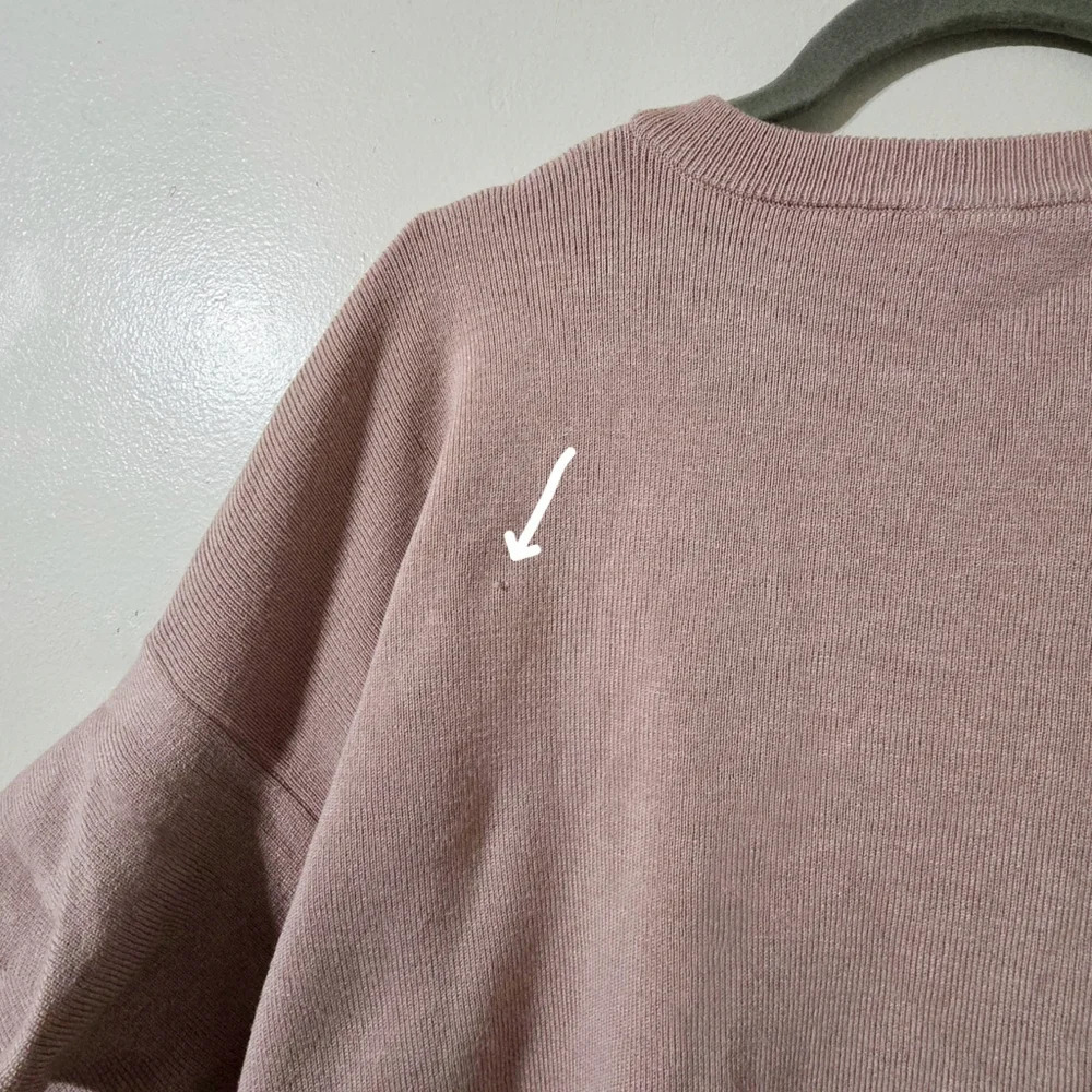 ✨️4/$20 POOF! Dusty Mauve Cropped Knit Crewneck Sweater Long Tiered Bell Sleeves - Picture 7 of 14